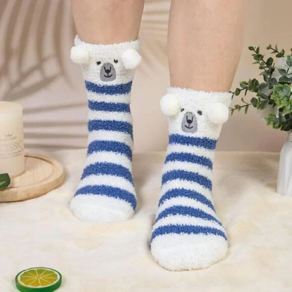 Loritta Women’s Fuzzy Socks 3-Pair Warm Cozy Fluffy Cute Animal Slipper Socks